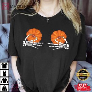 Halloween Skeleton Pumpkin Boob Spooky Season T Shirt 2