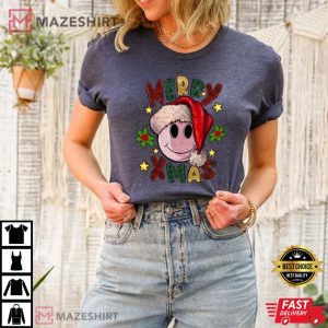 Merry Xmas Smiley Face Christmas Holiday Gifts Happy Holidays T Shirt 1