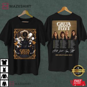Greta Van Fleet Dreams In Gold Rock Tour 2022 T-Shirt