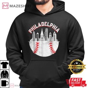 Philadelphia Philly Skyline Retro Cityscap T Shirt 1