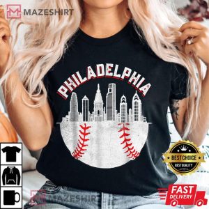 Philadelphia Philly Skyline Retro Cityscap T Shirt 4