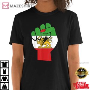 Iranian Flag Female Fist Support Women Of Iran LION SUN FLAG T Shirt 4