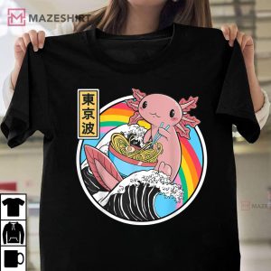 Anime Axolotl Ramen And Sketching Japan T Shirt 1