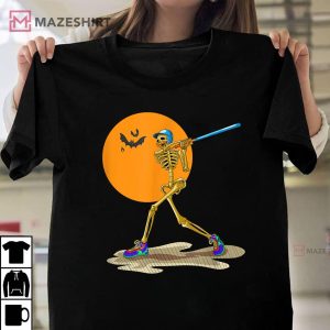 Baseball Skeleton Men Boys Baseball Halloween T Shirt 1