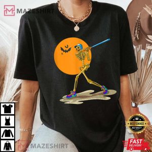 Baseball Skeleton Men Boys Baseball Halloween T Shirt 3