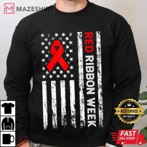 Vintage Drug Free Shirt American Flag Line Red Ribbon Week 4