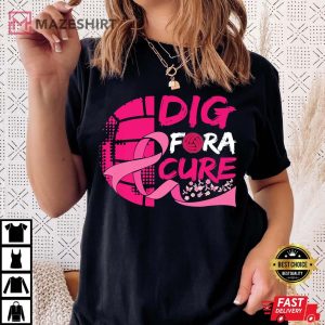 Dig For A Cure Breast Cancer Awareness Volleyball Pink Premium T Shirt 3