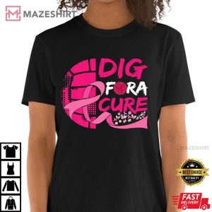 Dig For A Cure Breast Cancer Awareness Volleyball Pink Premium T Shirt 4