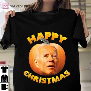 Funny Anti Joe Biden Happy Christmas Holiday Pumpkin Head T Shirt 1