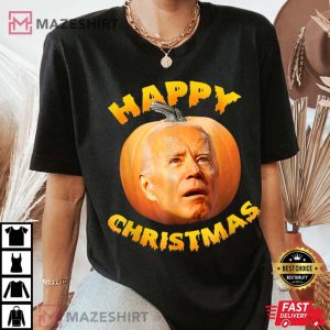 Funny Anti Joe Biden Happy Christmas Holiday Pumpkin Head T Shirt 4