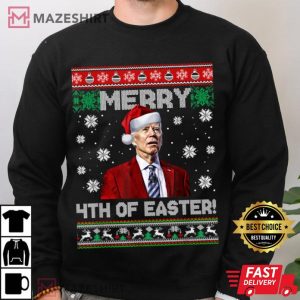 Merry 4th of Easter Funny Joe Biden Christmas T Shirt 1