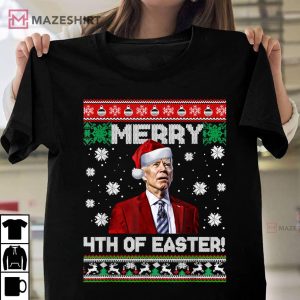 Merry 4th of Easter Funny Joe Biden Christmas T Shirt 2