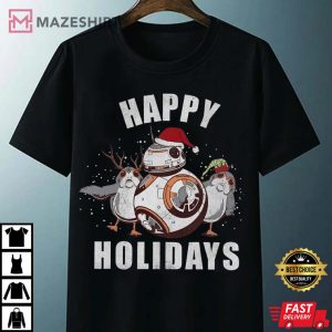 Santa BB 8 Porgs Happy Holidays Christmas Funny Star Wars Xmas L