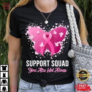 Support Squad Breast Cancer Awareness Pink Ribbon Butterfly T Shirt 1
