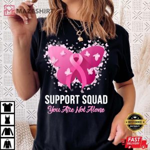 Support Squad Breast Cancer Awareness Pink Ribbon Butterfly T Shirt 3