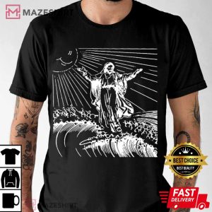 Surfing Jesus Cool Christian Vintage T Shirt 1