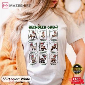 Happy Christmas Reindeer Crew T Shirt 1