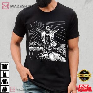 Surfing Jesus Cool Christian Vintage T Shirt 3