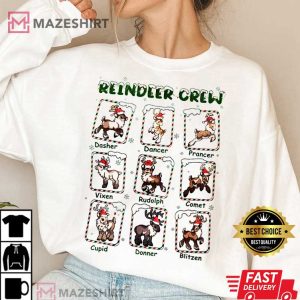 Happy Christmas Reindeer Crew T Shirt 2