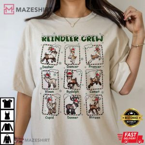 Happy Christmas Reindeer Crew T Shirt 3
