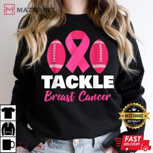 Tackle Football Pink Ribbon Breast Cancer Awareness T Shirt 1