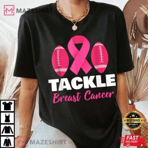 Tackle Football Pink Ribbon Breast Cancer Awareness T Shirt 4