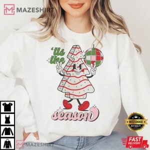 Christmas Tree Cake Tis the Season Trendy Retro T Shirt 4