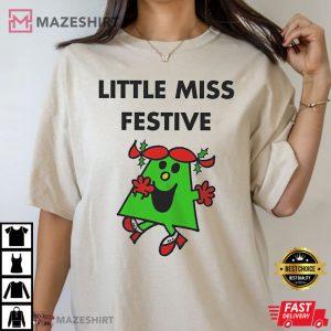 Little Miss Festive Christmas Xmas Holiday T Shirt 2