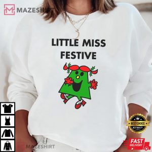 Little Miss Festive Christmas Xmas Holiday T Shirt 4