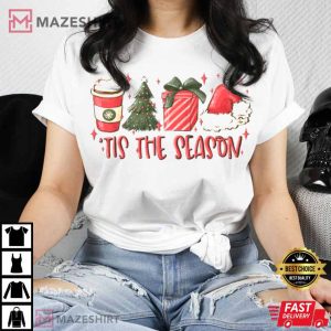 Tis The Season Christmas Cute Coffee Retro T Shirt 4