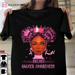 Black Woman In October We Wear Pink Breast Cancer Awareness Premium T Shirt 1