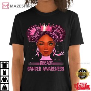 Black Woman In October We Wear Pink Breast Cancer Awareness Premium T Shirt 2