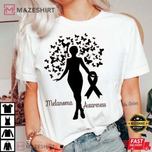 Melanoma Cancer Skin Cancer Awareness Black Ribbon T Shirt 2
