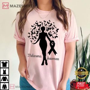Melanoma Cancer Skin Cancer Awareness Black Ribbon T Shirt