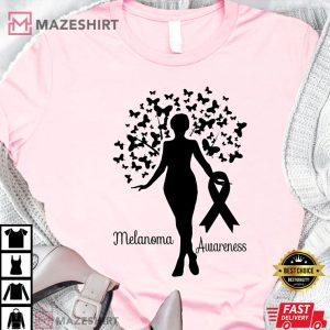 Melanoma Cancer Skin Cancer Awareness Black Ribbon T Shirt 1