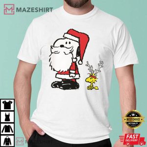 Peanuts Snoopy and Woodstock Santa Antlers Christmas Family Pajama T