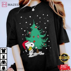 Peanuts Snoopy Holiday Christmas Tree Family Pajama T Shirt 1 4