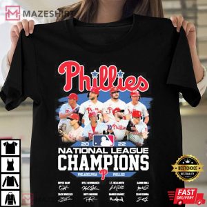 Philadelphia Phillies 2022 National League Champions Team Signatures Baseball T Shirt 2