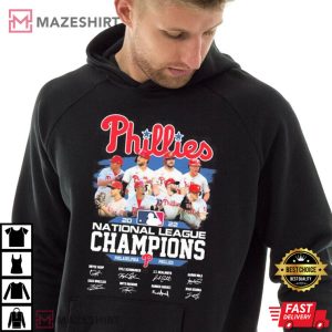 Philadelphia Phillies 2022 National League Champions Team Signatures Baseball T Shirt 4