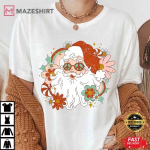 Hippie Christmas Santa Groovy Cute Vintage T-Shirt