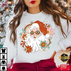Hippie Christmas Santa Groovy Cute Vintage T-Shirt