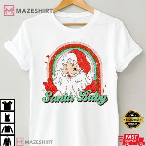 Christmas Santa Baby Groovy Cute Vintage T Shirt 2