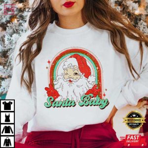 Christmas Santa Baby Groovy Cute Vintage T Shirt 3