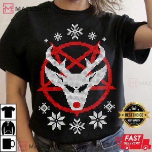 Christmas Satan Reindeer Xmas Funny T Shirt 2