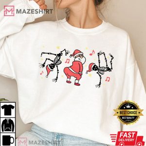 Christmas Dancing Skeletons Twerking Santa Funny T Shirt 2