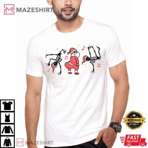 Christmas Dancing Skeletons Twerking Santa Funny T Shirt 3