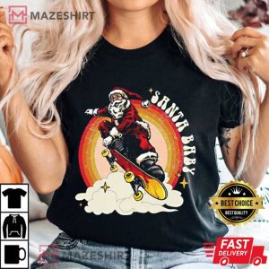 Santa Baby Skateboard Christmas Holiday Season T Shirt 3