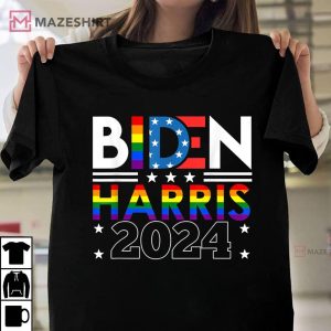 Biden Harris 2024 Rainbow Flag Gay Pride LGBT Democrat T Shirt 3