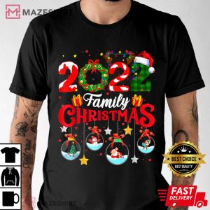Family Christmas 2022 Merry Xmas Ball Light Garden Reindeer T Shirt 1