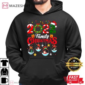 Family Christmas 2022 Merry Xmas Ball Light Garden Reindeer T Shirt 3